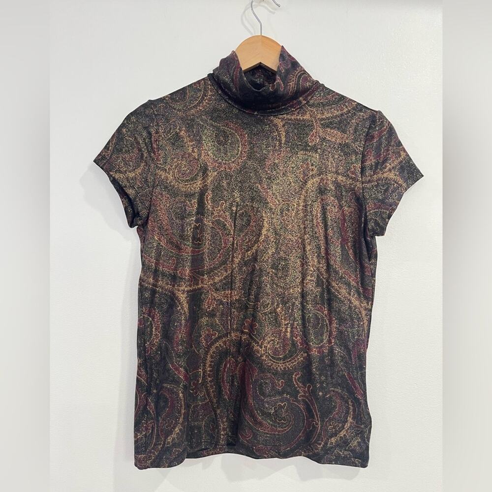 Lauren Ralph Lauren Shimmer Paisley Women’s Top Size Medium Petite